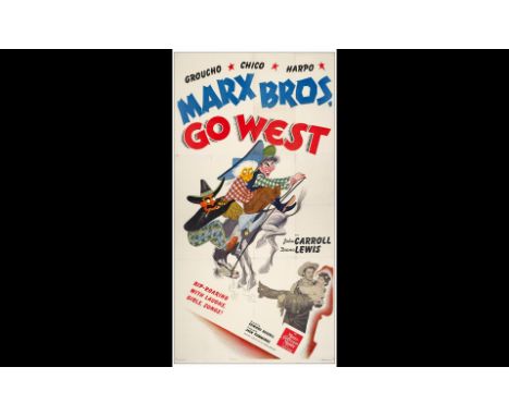 GO WESTThree Sheet (41" x 79"); Style AVery Fine on Linen; Artwork by Al Hirschfeld MGM, 1940This fabulous original Style A t