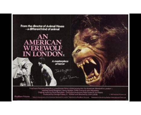 AN AMERICAN WEREWOLF IN LONDONBritish Quad (30" x 40") Signed by David Naughton and Griffin DunneVery Fine+ Folded Barber Int