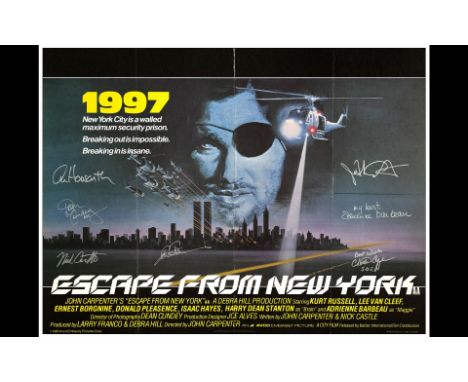 ESCAPE FROM NEW YORKBritish Quad (30" x 40") Signed by Director John Carpenter, Nick Castle, Alan Howarth, Dean Cundey Tom At