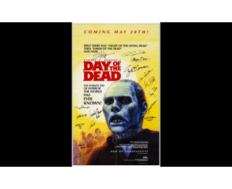 DAY OF THE DEADUS Media Video Release Poster (24" x 39") Signed by Director George Romero, Michael Gornick, Greg Nicotero, SP