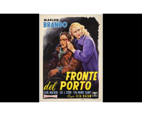 ON THE WATERFRONTItalian 2-Fogli (39.5" x 55")Very Fine- on Linen; Artwork by Luigi Martinati Columbia, R-1960This exceptiona