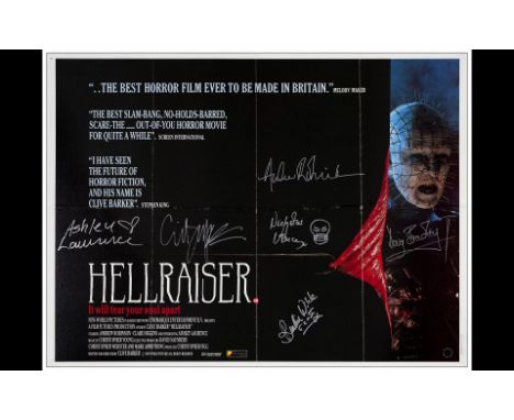 HELLRAISERBritish Quad (30" x 40") Signed by Director Clive Barker, Ashley Lawrence, Doug Bradley, and Claire HigginsVery Fin