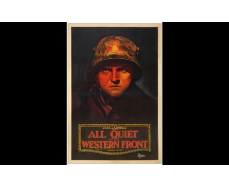 ALL QUIET ON THE WESTERN FRONTOne Sheet (27" x 41"); Stone LithoVery Good on Linen Universal, 1930This poster is one of only 