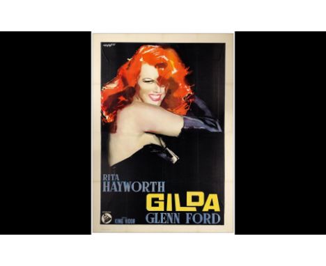 GILDAItalian 4-Fogli (55" x 78")Very Fine on Linen; Artwork by Manfredo Acerbo Dear Films, R-1950sThis is an exceptional imag