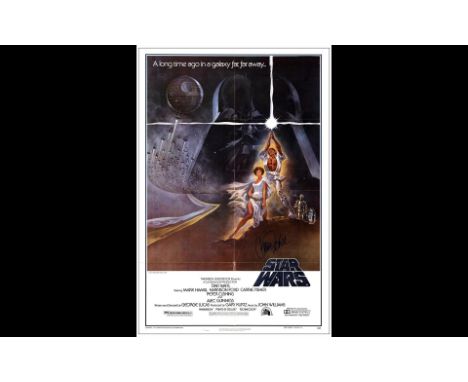 STAR WARS: A NEW HOPEOne Sheet (27" x 41"); Style A, Second Printing Signed by Carrie FisherVery Fine+ Folded; Artwork by Tom