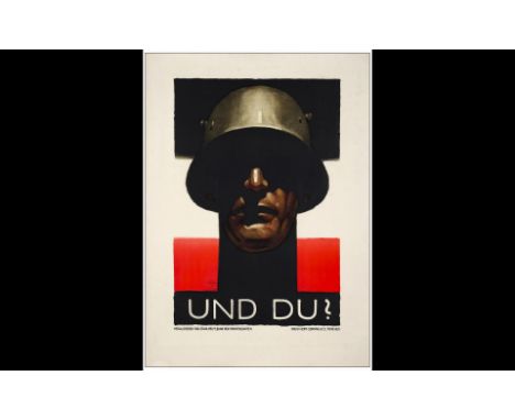 GERMAN PROPAGANDA POSTERPropaganda Poster (33.25" x 46.75")Very Fine- on Linen; Artwork by Ludwig Holwein Stahlehm Bund der F