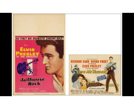 ELVIS PRESLEYWindow Card and Title Lobby Card (14" x 22" &amp; 11" x 14")Very Fine MGM, 1957This group features two items fro