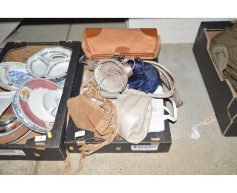 A box of vintage handbags and hats 