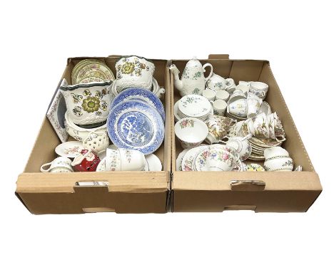 Coalport 'Tintern' pattern coffee service for six, Royal Stafford 'Rochester' teawares, Sutherland China 'Exotic' teawares, R