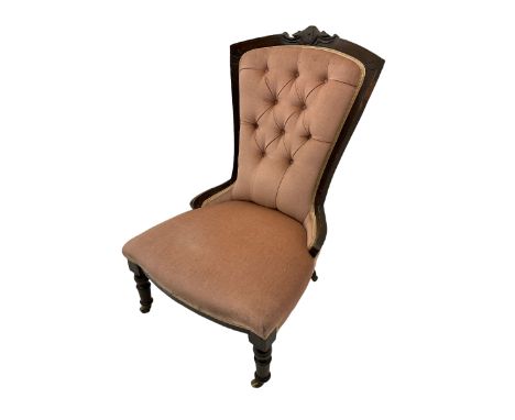 Late 19th century nursing chair, button back upholstery
