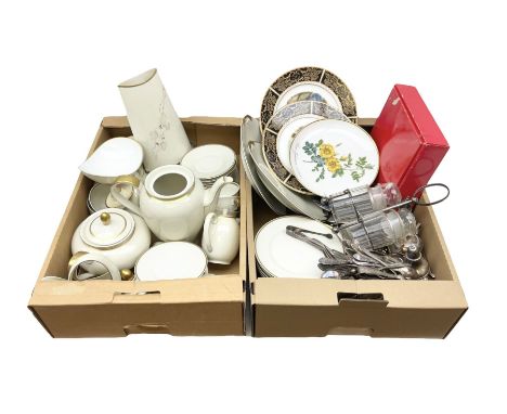 Bavaria tea wares with gilt decoration , to include tea pot, coffee pot, cups and saucers etc together with similar tea wares