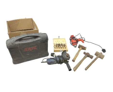 Collection of modern tools, to include Skil cased drill, black and decker drill, drill bits, clamps etc