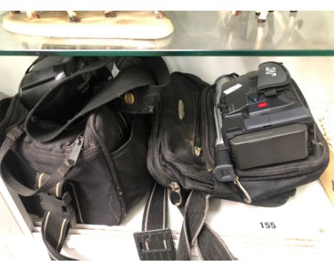 A CASED JVC 800X DIGITAL ZOOM CAMERA TOGETHER WITH A MINOLTA DYNAX 300SL CAMERA 