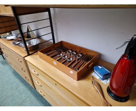 STEEL CUTLERY AND BOWLS, A SODA SIPHON AND A PYRAMIDAL CASED CLOCK