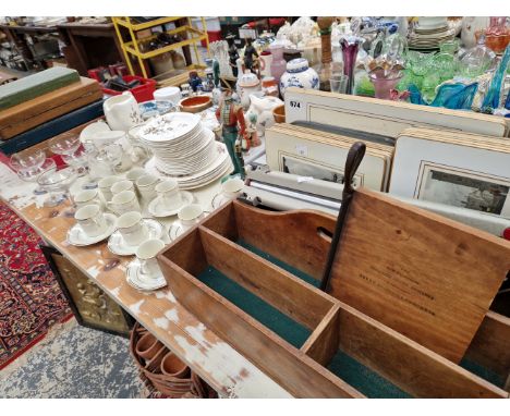 A MAHJONG SETS, CASED CUTLERY, MIDWINTER TEA WARES, BABYCHAM GLASSES, A GERMAN SOLDIER FIGURE, A CUTLERY BOX, ETC.