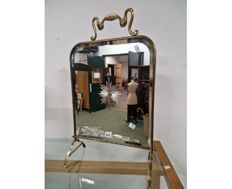AN ART NOUVEAU COPPER AND BRASS FRAMED MIRRORED FIRE SCREEN