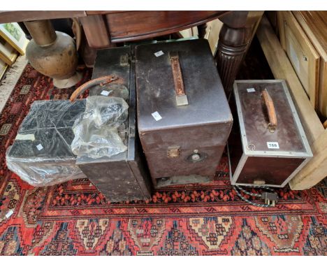 AN OPTISCOPE PROJECTOR TOGETHER WITH TWO OTHER PROJECTORS AND A WIND UP GRAMOPHONE