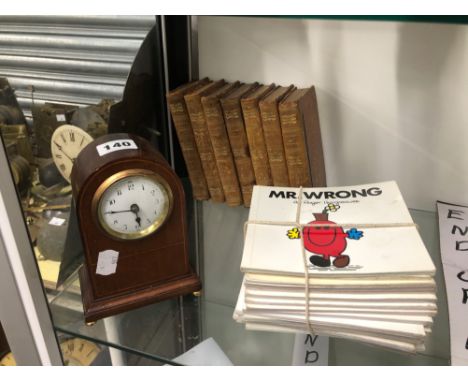 BASIL HALL R.N. VOYAGES AND TRAVELS, 1831, 7 VOLS, MR MEN BOOKS AND A MAHOGANY MANTEL CLOCK