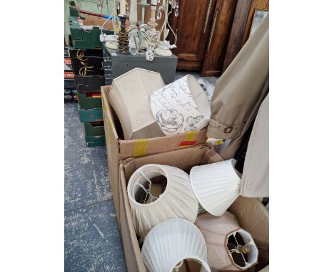 SIX TABLE LAMPS TOGETHER WITH A LARGE QUANTITY OF LIGHT SHADES