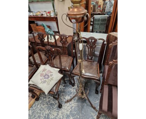 A VICTORIAN WROUGHT IRON LAMP STANDARD. 