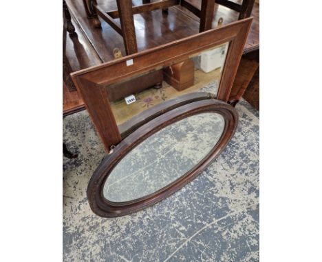 TWO ANTIQUE WALL MIRRORS, AND A STEP COMMODE. 