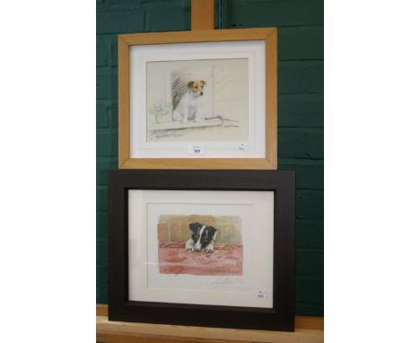 After Gill Evans (20th century) 'Terrier at Window' , a pencil signed and numbered limited edition print 741/850, 18 x 23cm, 