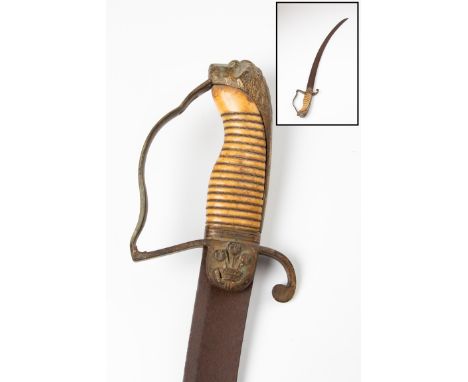 A 10th Royal Hussars (Prince of Wales Own) Regiment 1796 pattern light Cavalry Officer's sword, the brass lion pommel and sha