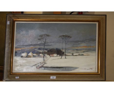 European School, 20th century A winter landscape oil on canvas, signed lower right, (C-or F-R. de B....) inscribed 1003 verso