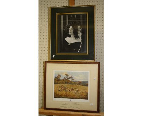 After Ivester Lloyd, ' Bolebroke Beagles', a pencil signed print, together with a print on canvas of a concert violinist afte