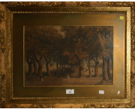 Unknown Lithographer, 19th century Figures in a park in Perth, Scotland coloured lithograph 29 x 44cm