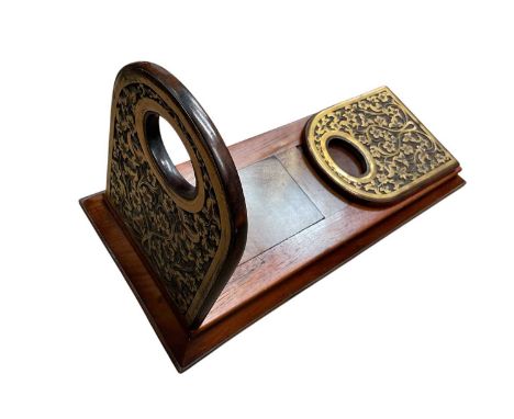 Victorian walnut and brass mounted book slide 