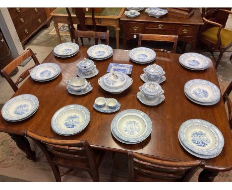 Victorian Ridgway blue and white ‘Humphrey’s Clock’ pattern dinner service