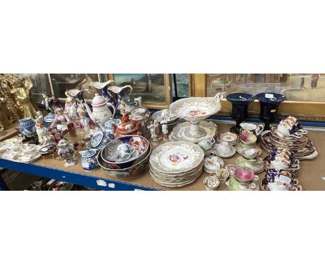 Large collection of antique ceramics and glass to include 18th century pearlware coffee pot, English and oriental ceramics