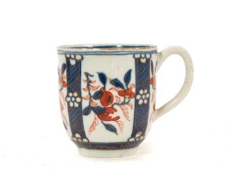 A Worcester coffee cup, decorated in the Imari style, circa 1775, 6.25cm highProvenance: Henry Sandon collection.  Good condi