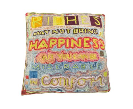 Mary Millar Watt (1924-2023) hand embroidered cushion, with motto