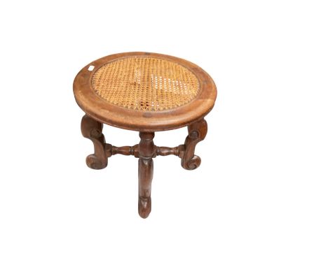 Cane stool with bergere top dated 1660 to underside.