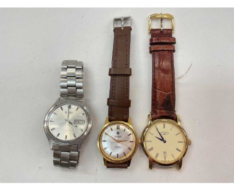 Three gentlemen's wristwatches to include Seiko Automatic stainless steel, Roamer and Rotary 