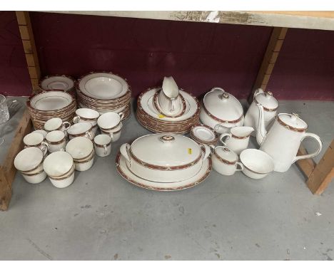 Royal Crown Derby Cloisonné white and red tableware service