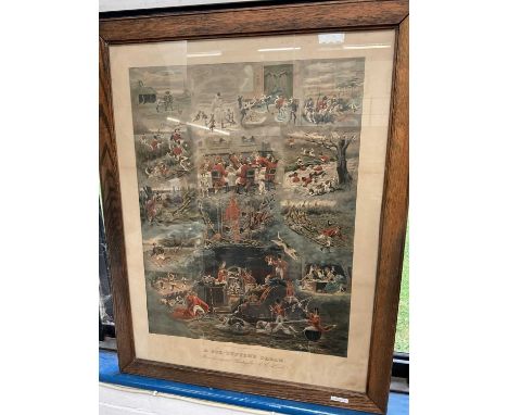 19th century fox hunting print - A Foxhunter's Dream - after A.C. Havell, 61cm x 47cm