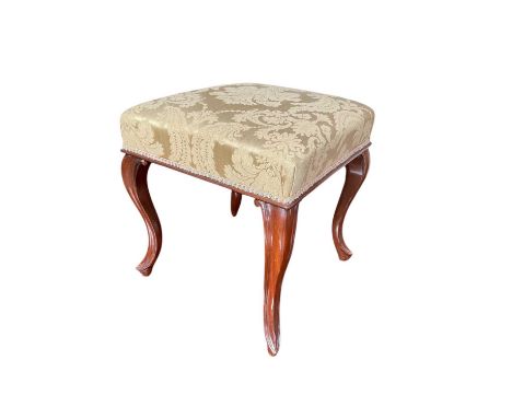 19th century cabriole leg stool, 45cm wide, 47cm high 