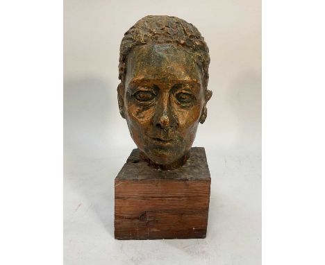R. J. Harris plaster sculpture of his young sister as he imagined her to be in older age, dated 67, together with a group of 