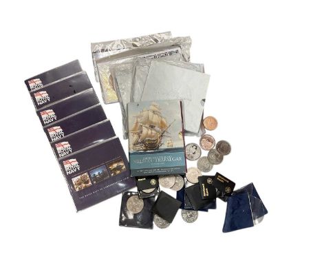 Group of mixed GB coins to include Royal Navy £5.00 coins, crowns and other commemorative coins (1 box).