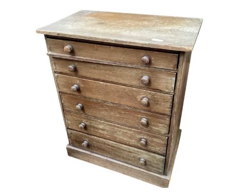 Antique pine six drawer collectors cabinet, 38cm wide, 23cm deep, 46cm high