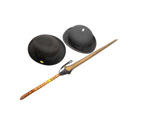 Vintage umbrella, bowler hat by Locke &amp; Co and another by Harrods (3).