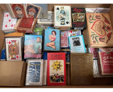 Collection of vintage and later playing cards (1 box)