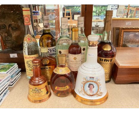 Group of alcohol including Dimple and Bells whisky, Bacardi, cognac etc (10 bottles)