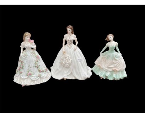 Two Coalport porcelain ladies and one Royal Worcester (3)All in good condition with no chips or cracks