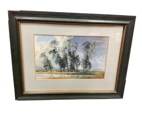 Cavendish Morton watercolour - River landscape, signed and dated '74, 16 x 28cm, glazed frame 