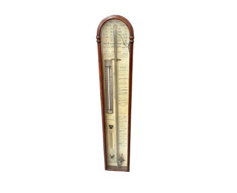 Unusual Fitzroy style 'Thompson &amp; Co's Improved London' barometer with paper backing, in glazed oak case, 92cm highAppear