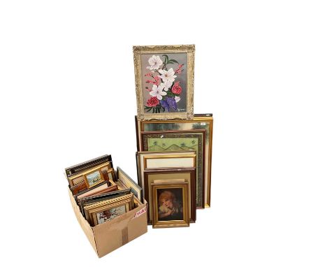 Group of pictures to include oil paintings, 19th century watercolours, antique and vintage paintings and prints